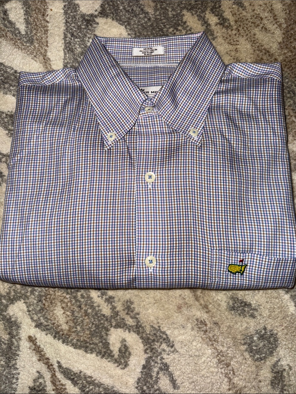 Masters Peter Millar Button-Down Check Dress Shirt M